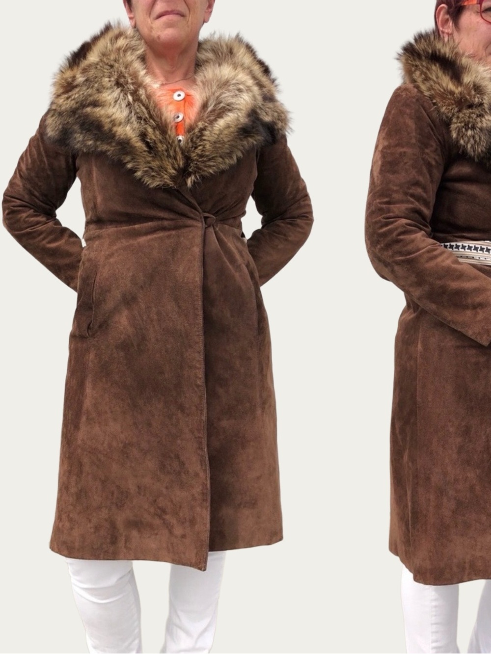 Young Dimensions Bohemian Leather Suede Fur Trimmed Collar Vintage 1970’s Coat